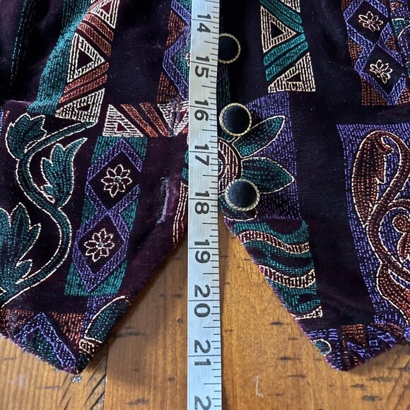 vintage byer california Blouse Burgundy Velvet Button Front Size Medium Cropped - Picture 6 of 7